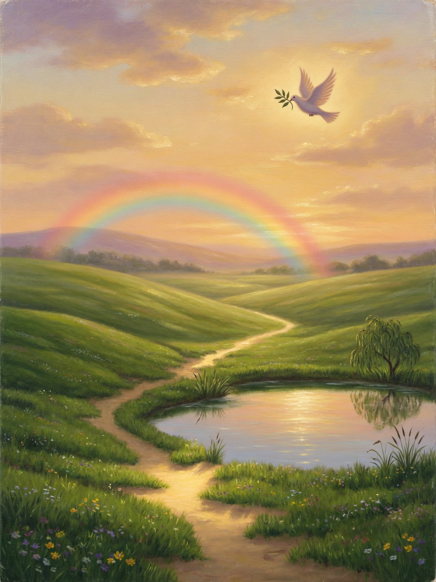 Back · green pastures · still waters